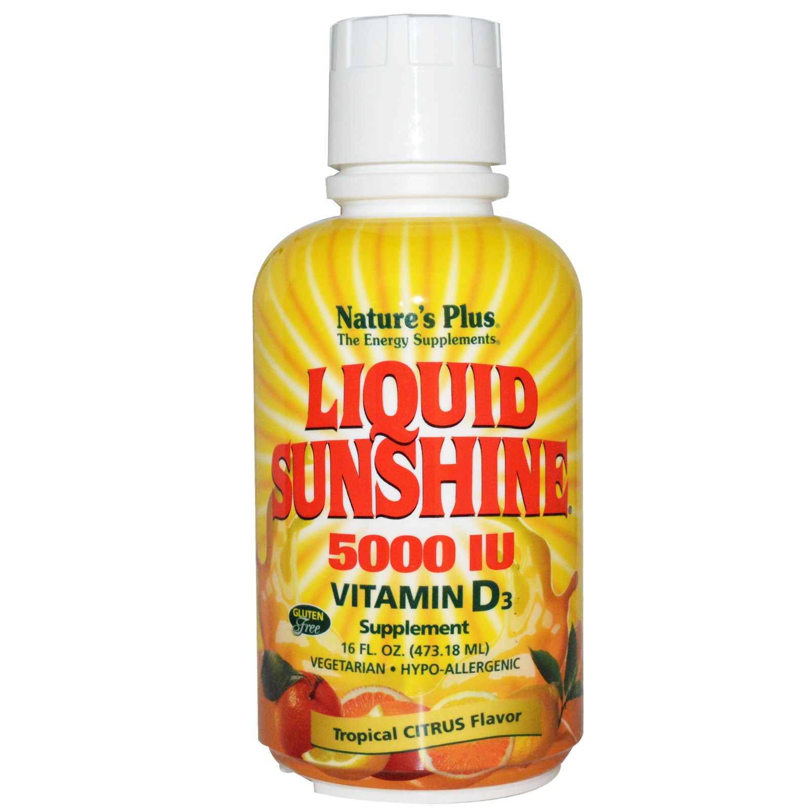 купить, Nature\'s Plus, Liquid Sunshine 5000 IU, Vitamin D3 Supplement...